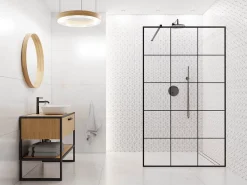 Ilcom Mosaïque en gres sur maille pour salle de bain ou cuisine 26.5 cm x 30.5 cm - White diamod romb- Mosaïque Pour Douche