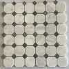 Albedo Pierre Mosaïque en Marbre Blanc & Noir Polie - Octogone- Mosaïque|Mosaïque Pour Salle De Bains