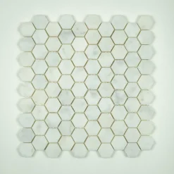 Albedo Pierre Travertin<Mosaïque en Marbre Blanc - Hexagone - Aiguisé 3,2x3,2x1 CM