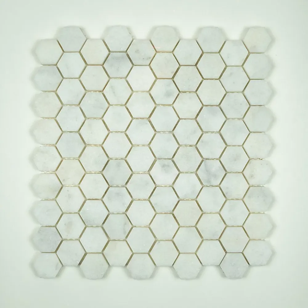 Albedo Pierre Travertin<Mosaïque en Marbre Blanc - Hexagone - Aiguisé 3,2x3,2x1 CM