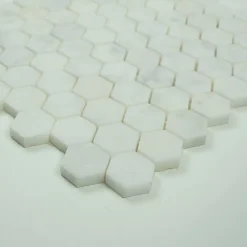 Albedo Pierre Travertin<Mosaïque en Marbre Blanc - Hexagone - Aiguisé 3,2x3,2x1 CM