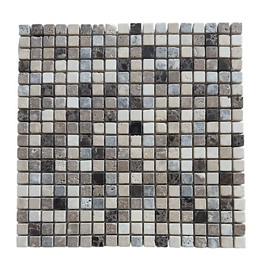 Albedo Pierre Mosaïque en Marbre Vieilli - Mix 3 couleurs - 1,5x1,5x1CM- Mosaïque Pour Wc