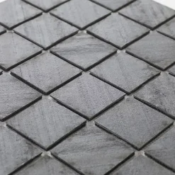 U-tile Mosaïque en pierre naturelle 30 x 30 xm - carreau 5 x 5 cm graphite noir- Mosaïque|Mosaïque Pour Douche