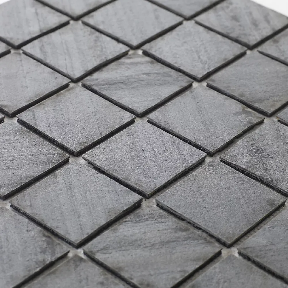 U-tile Mosaïque en pierre naturelle 30 x 30 xm - carreau 5 x 5 cm graphite noir- Mosaïque|Mosaïque Pour Douche