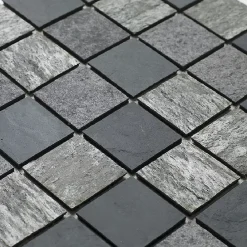 U-tile Mosaïque en pierre naturelle 100 x 50 cm - carreau 5 x 5 cm mixte gris- Mosaïque Pour Douche