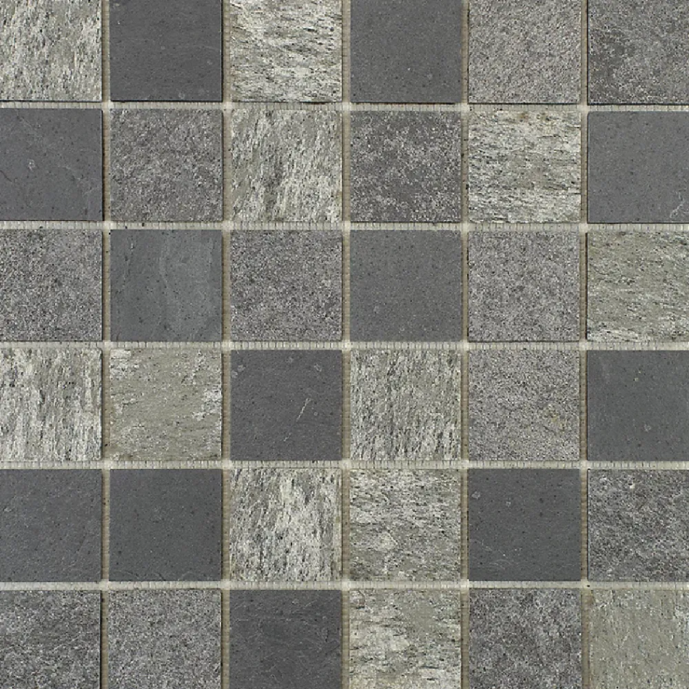 U-tile Mosaïque en pierre naturelle 100 x 50 cm - carreau 5 x 5 cm mixte gris- Mosaïque Pour Douche
