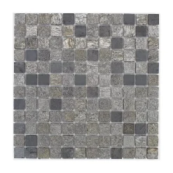 U-tile Mosaïque en pierre naturelle 30 x 30 cm - carreau 2,5 x 2,5 cm mixte gris- Mosaïque Pour Douche