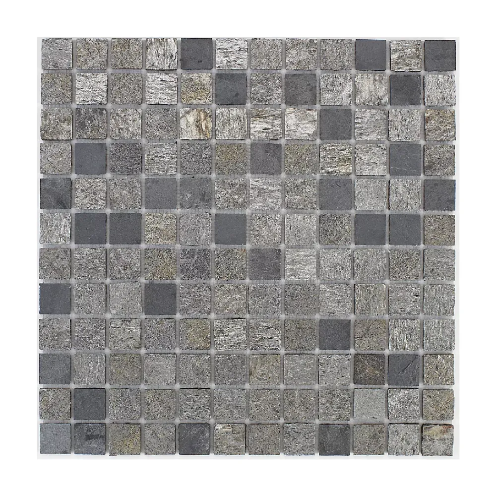 U-tile Mosaïque en pierre naturelle 30 x 30 cm - carreau 2,5 x 2,5 cm mixte gris- Mosaïque Pour Douche