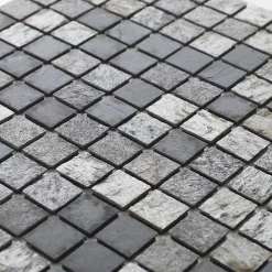 U-tile Mosaïque en pierre naturelle 30 x 30 cm - carreau 2,5 x 2,5 cm mixte gris- Mosaïque Pour Douche
