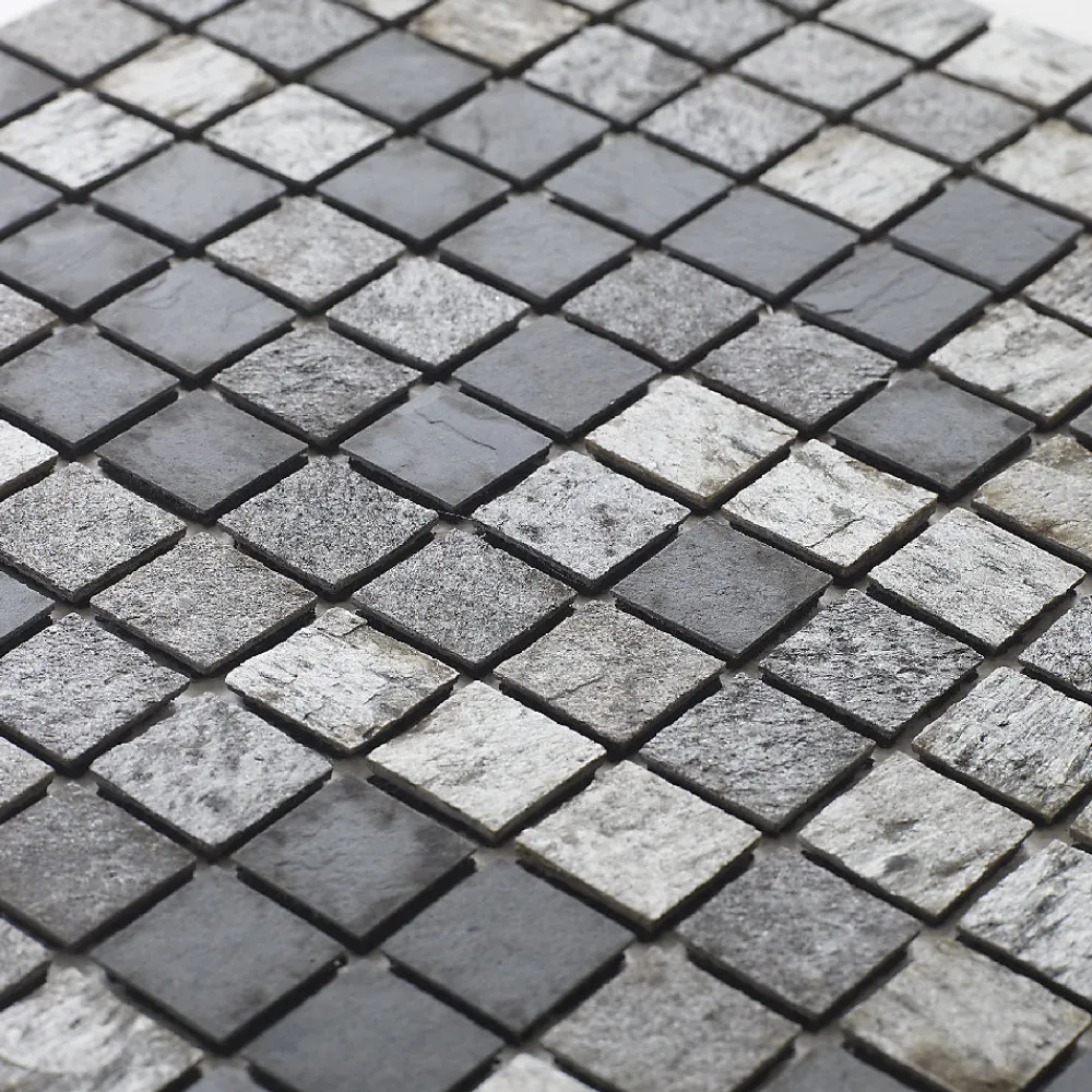 U-tile Mosaïque en pierre naturelle 30 x 30 cm - carreau 2,5 x 2,5 cm mixte gris- Mosaïque Pour Douche