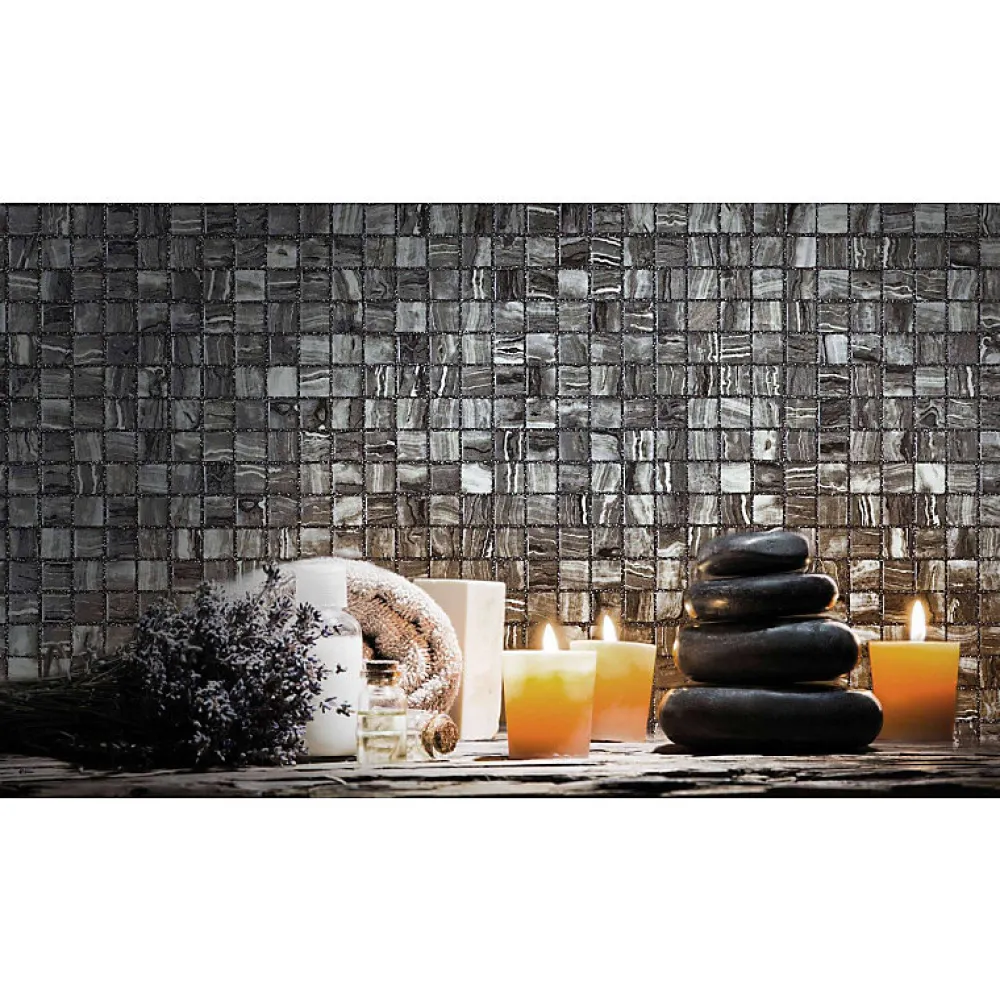 Aelle Carrelage Mosaïque Pour Douche<Mosaïque en pâte de verre aspect marbre gris/noir mate 2,5x2,5 cm ZEN FIOR DI BOSCO