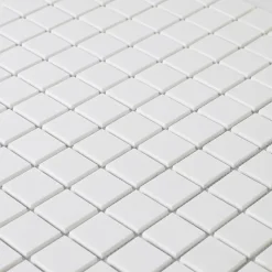 U-tile Mosaïque en solid surface 30 x 30 cm - carreau 2,5 x 2,5 cm blanc pur lisse- Mosaïque