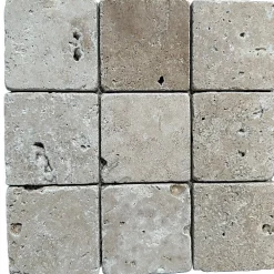 Albedo Pierre Mosaïque en Travertin Blanc ivoire vieilli - 10X10X1 CM- 2ième choix- Mosaïque Pour Douche