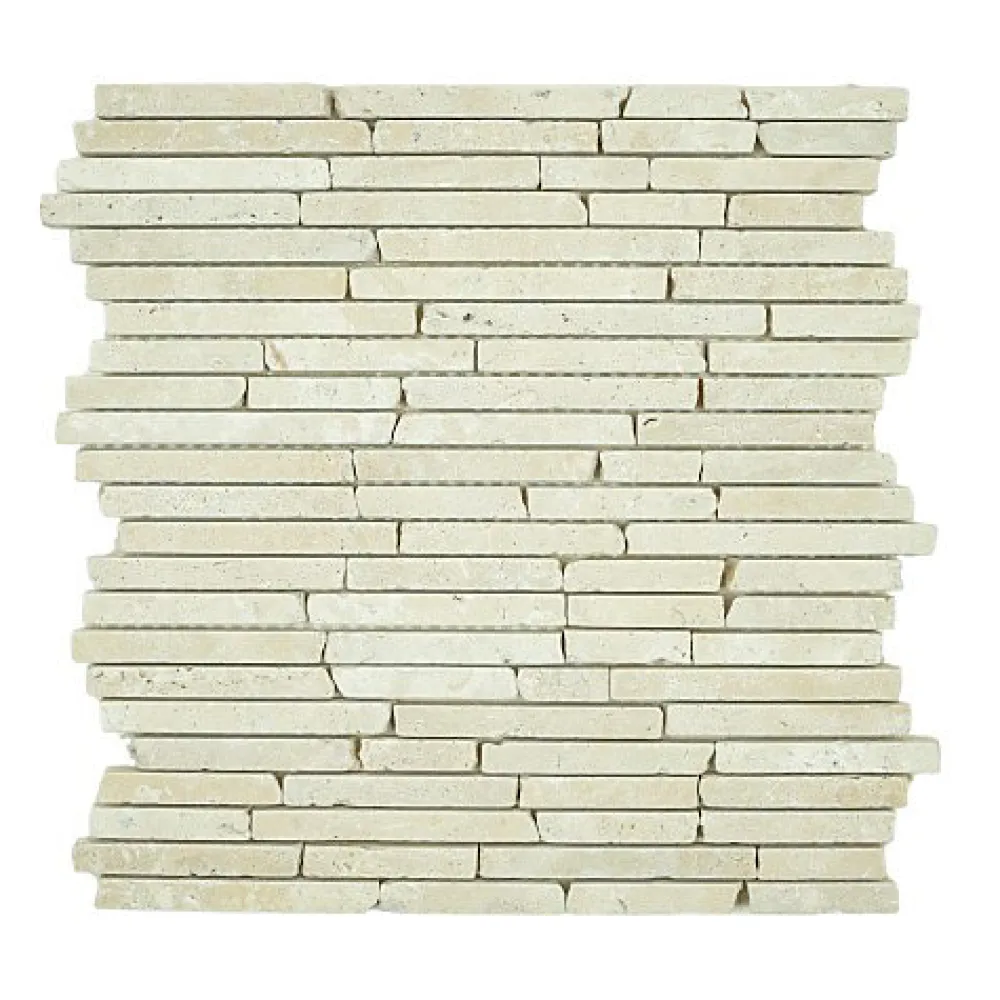 Albedo Pierre Mosaïque<Mosaïque en Travertin Blanc Ivoire Vieilli - Stripes