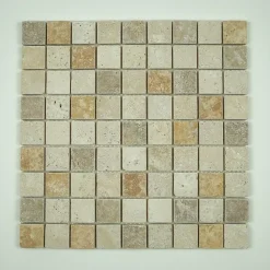 Albedo Pierre Mosaïque|Mosaïque Pour Douche<Mosaïque en Travertin mix 3 couleurs - 3,2X3,2X1 CM