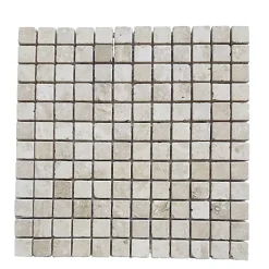 Albedo Pierre Mosaïque en Travertin Vieilli - Rempli - 2,3X2,3X1 CM- Travertin