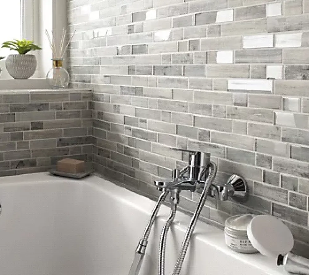 Casa Linea Mosaïque Pour Wc|Mosaïque Pour Pièce À Vivre<Mosaïque en verre gris Bois Brillant 34 x 29,5 cm