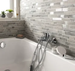 Casa Linea Mosaïque Pour Wc|Mosaïque Pour Pièce À Vivre<Mosaïque en verre gris Bois Brillant 34 x 29,5 cm