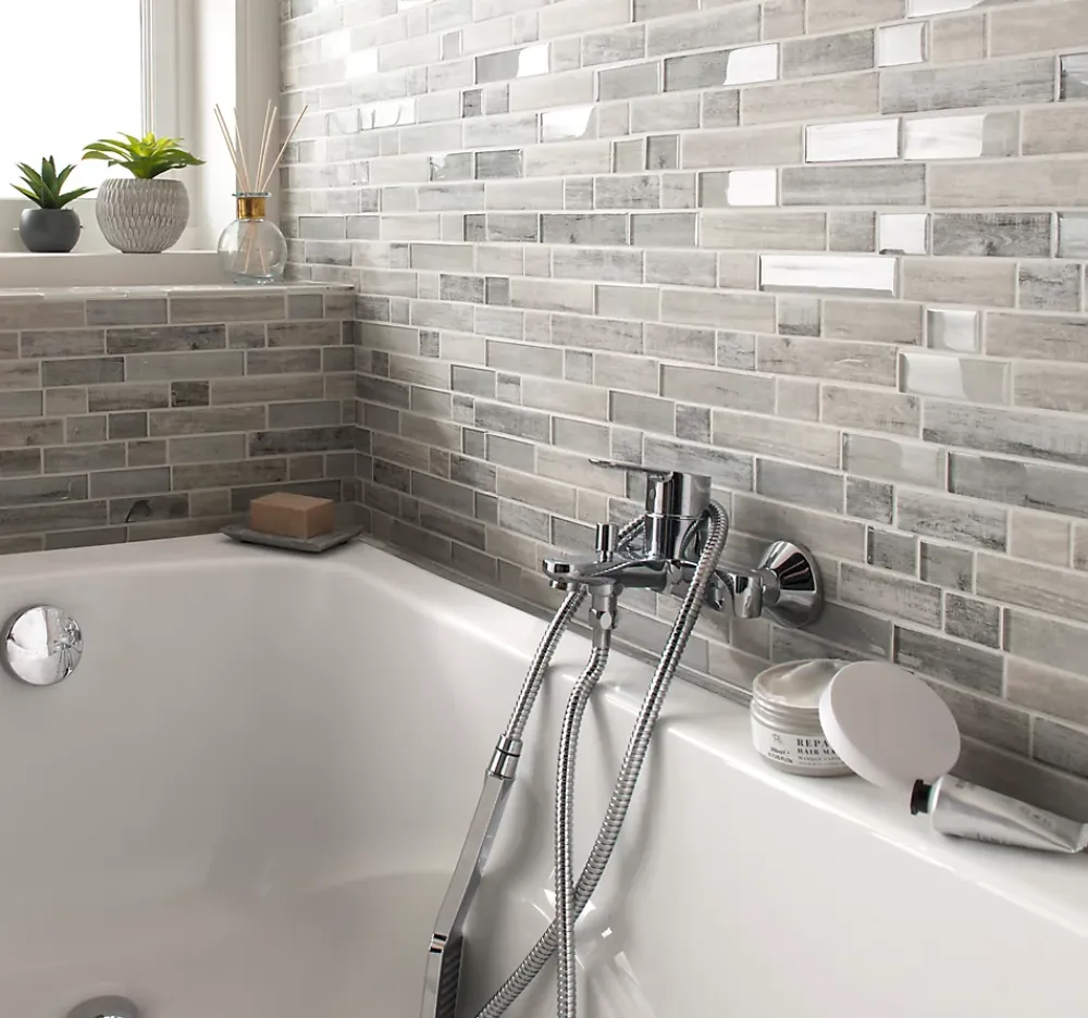 Casa Linea Mosaïque Pour Wc|Mosaïque Pour Pièce À Vivre<Mosaïque en verre gris Bois Brillant 34 x 29,5 cm