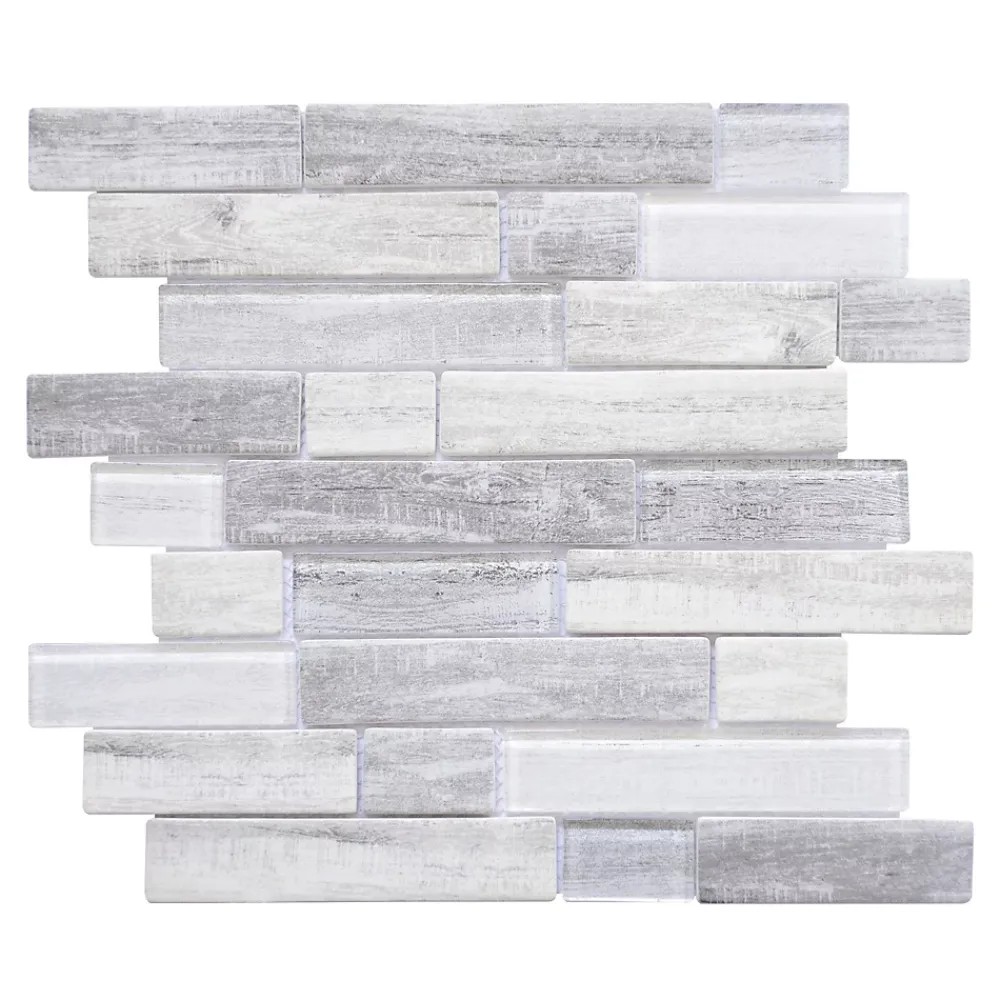 Casa Linea Mosaïque Pour Wc|Mosaïque Pour Pièce À Vivre<Mosaïque en verre gris Bois Brillant 34 x 29,5 cm