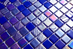 Ilcom Mosaïque en verre pressé sur maille pour piscine 32.5cm x 51.5cm - Alves Blend Cobalt (0,167m²)- Mosaïque Pour Salle De Bains