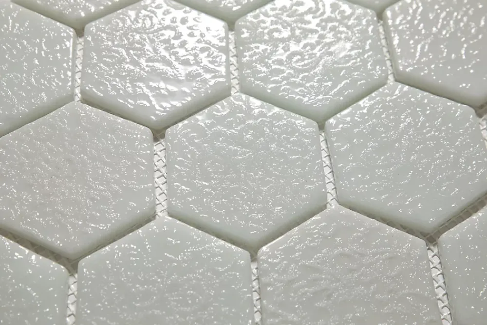 Ilcom Mosaïque en verre pressé sur filet pour salle de bain et cuisine 43.5cm x 32cm - White Garden- Mosaïque Pour Salle De Bains
