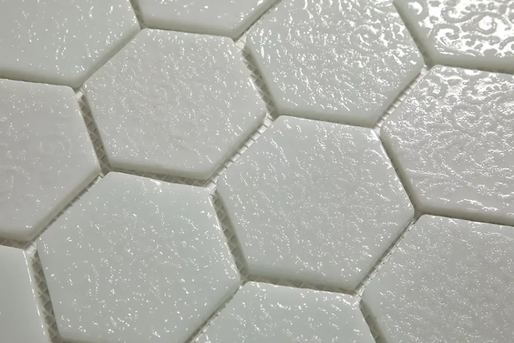 Ilcom Mosaïque en verre pressé sur filet pour salle de bain et cuisine 43.5cm x 32cm - White Garden- Mosaïque Pour Salle De Bains