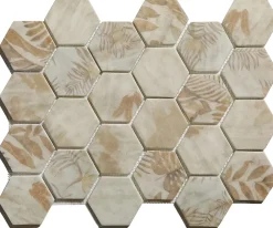 Ilcom Mosaïque Pour Salle De Bains|Mosaïque Pour Douche<Mosaïque en verre pressé sur filet pour salle de bain et cuisine 43.5cm x 32cm - Botanic Beige Garden Matt