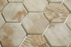 Ilcom Mosaïque Pour Salle De Bains|Mosaïque Pour Douche<Mosaïque en verre pressé sur filet pour salle de bain et cuisine 43.5cm x 32cm - Botanic Beige Garden Matt