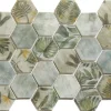 Ilcom Mosaïque Pour Wc|Mosaïque Pour Salle De Bains<Mosaïque en verre pressé sur filet pour salle de bain et cuisine 43.5cm x 32cm - Botanic Green Garden Matt