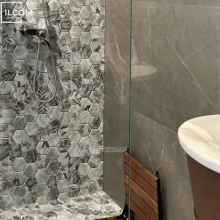 Ilcom Mosaïque Pour Wc|Mosaïque Pour Salle De Bains<Mosaïque en verre pressé sur filet pour salle de bain et cuisine 43.5cm x 32cm - Botanic Green Garden Matt