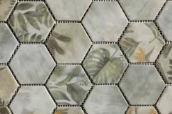 Ilcom Mosaïque Pour Wc|Mosaïque Pour Salle De Bains<Mosaïque en verre pressé sur filet pour salle de bain et cuisine 43.5cm x 32cm - Botanic Green Garden Matt