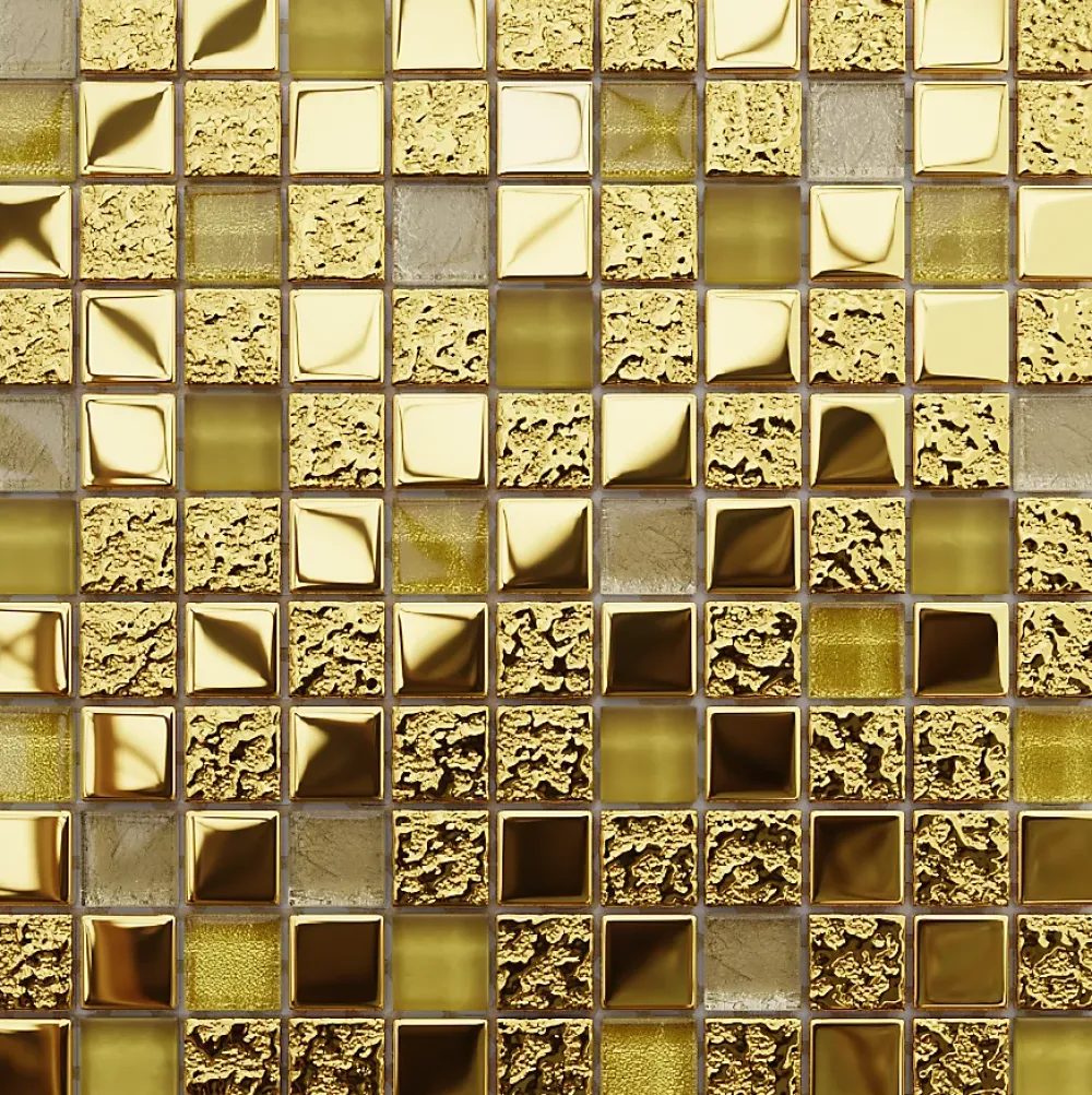 Ilcom Mosaïque Pour Douche|Mosaïque Pour Wc<Mosaïque en verre sur filet pour salle de bain ou cuisine 30 cm x 30 cm - Egyptian gold