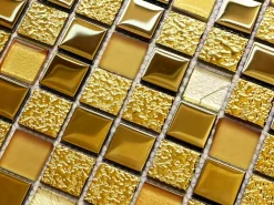 Ilcom Mosaïque Pour Douche|Mosaïque Pour Wc<Mosaïque en verre sur filet pour salle de bain ou cuisine 30 cm x 30 cm - Egyptian gold