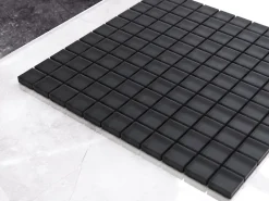 Ilcom Mosaïque en verre sur filet pour salle de bain ou cuisine 30 cm x 30 cm - Velvet black- Mosaïque|Mosaïque Pour Pièce À Vivre