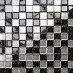 Ilcom Mosaïque en verre sur filet pour salle de bain ou cuisine 30 cm x 30 cm - Starry black- Mosaïque Pour Pièce À Vivre