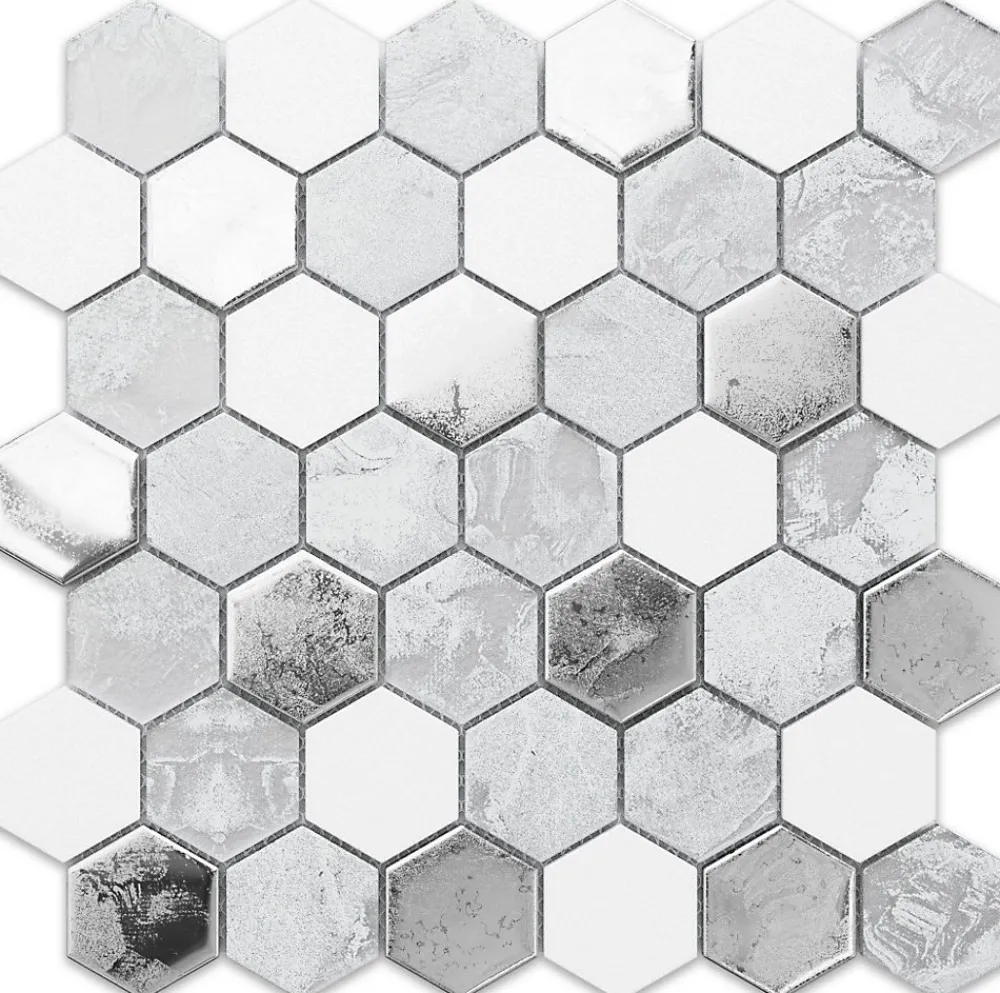 Ilcom Mosaïque Pour Salle De Bains|Mosaïque Pour Wc<Mosaïque en verre sur filet pour salle de bain ou cuisine 30.0cm x 30.3cm - Grey lava