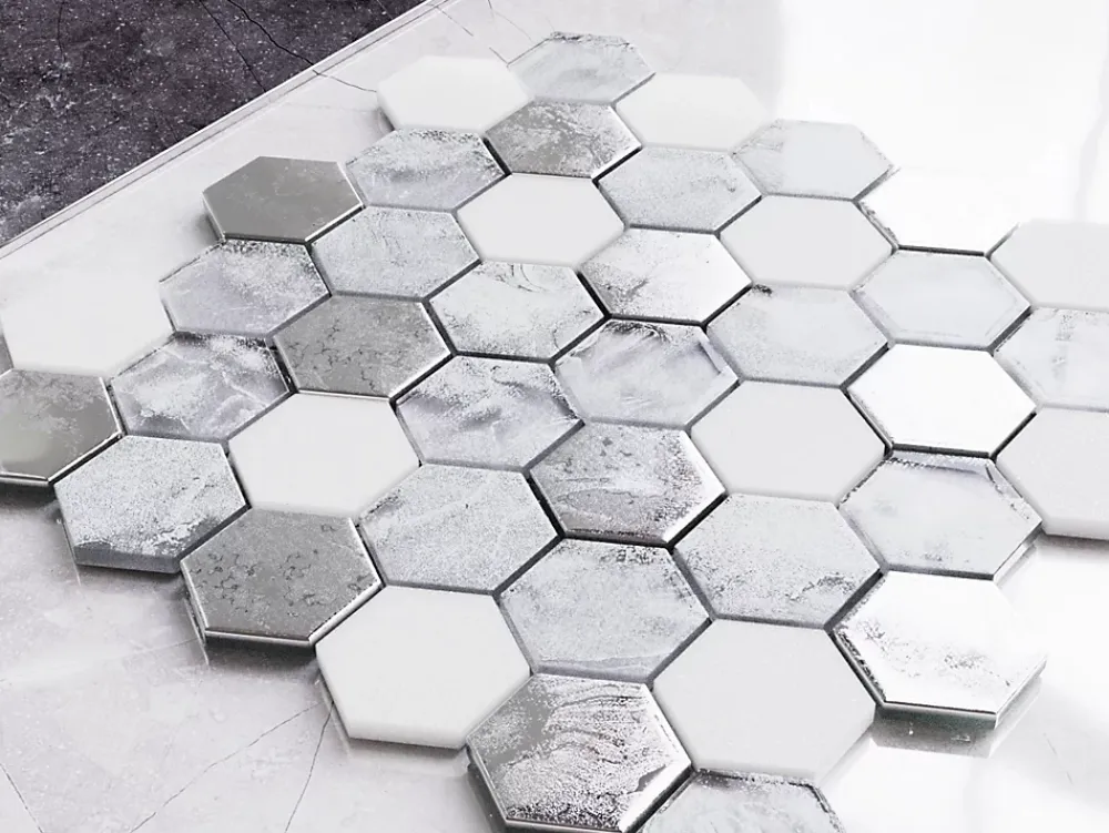 Ilcom Mosaïque Pour Salle De Bains|Mosaïque Pour Wc<Mosaïque en verre sur filet pour salle de bain ou cuisine 30.0cm x 30.3cm - Grey lava