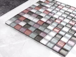 Ilcom Mosaïque Pour Wc<Mosaïque en verre sur filet pour salle de bain ou cuisine 30 cm x 30 cm - Pink Floyd