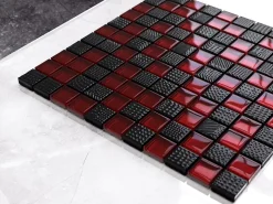 Ilcom Mosaïque en verre sur filet pour salle de bain ou cuisine 30 cm x 30 cm - Aventador- Mosaïque Pour Douche