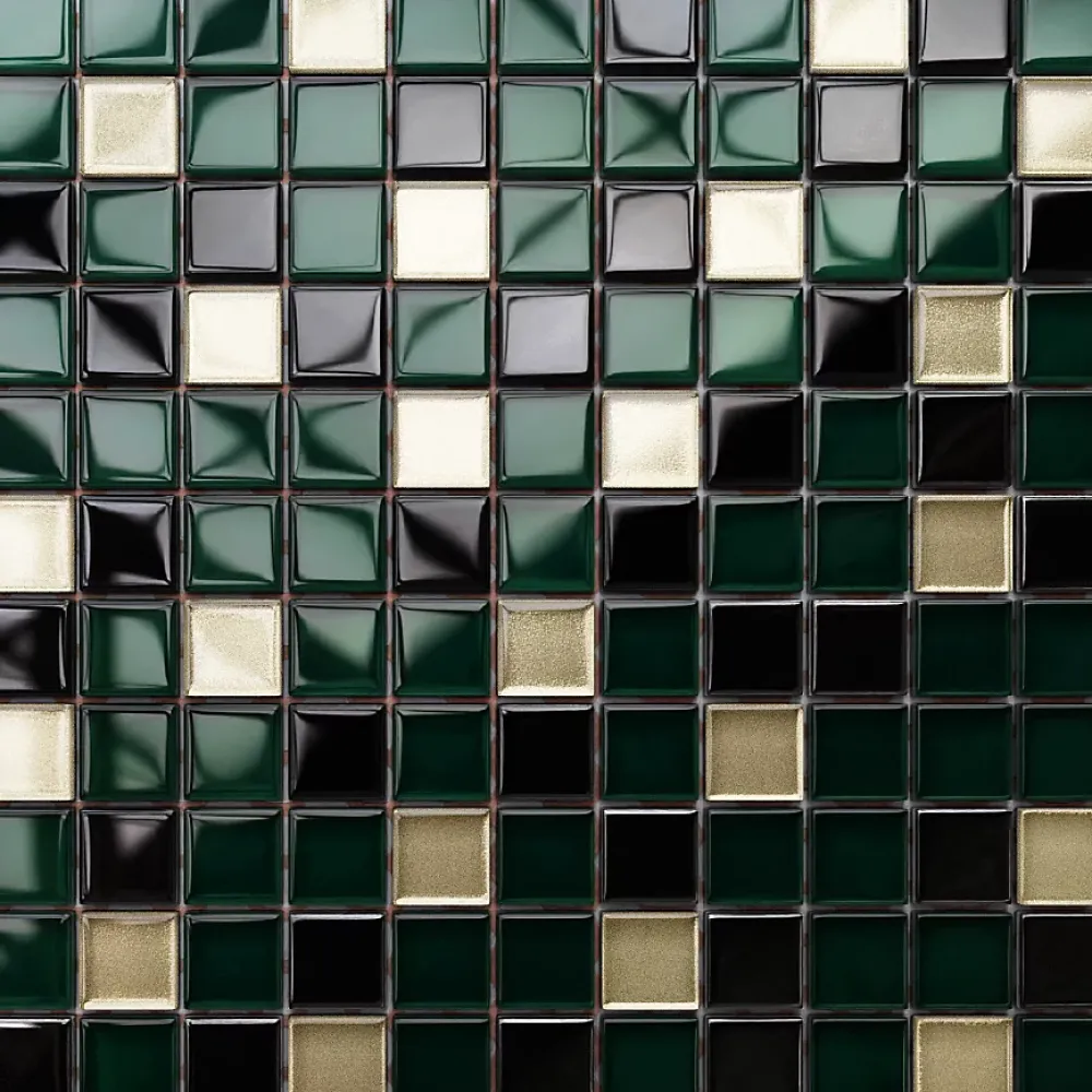 Ilcom Mosaïque en verre sur filet pour salle de bain ou cuisine 30 cm x 30 cm - Green relax- Mosaïque Pour Wc