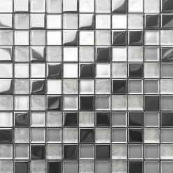 Ilcom Mosaïque en verre sur filet pour salle de bain ou cuisine 30 cm x 30 cm - Crushed moon- Mosaïque Pour Pièce À Vivre|Mosaïque Pour Wc