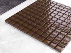 Ilcom Mosaïque en verre sur filet pour salle de bain ou cuisine 30 cm x 30 cm - Chocolate- Mosaïque Pour Douche|Mosaïque Pour Salle De Bains