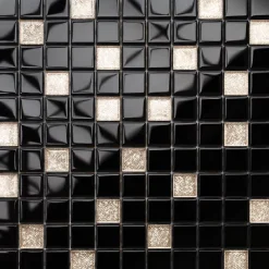 Ilcom Mosaïque Pour Pièce À Vivre|Mosaïque Pour Wc<Mosaïque en verre sur filet pour salle de bain ou cuisine 30 cm x 30 cm - Black pepper