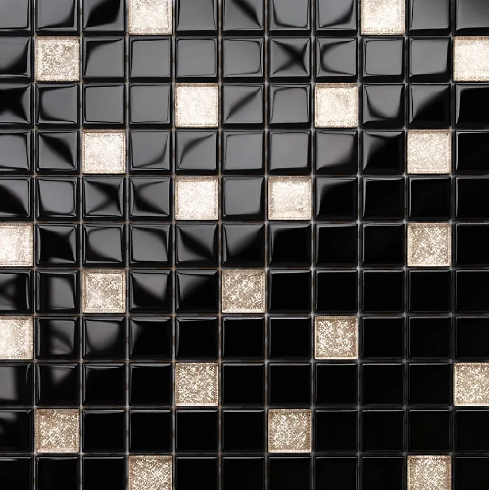 Ilcom Mosaïque Pour Pièce À Vivre|Mosaïque Pour Wc<Mosaïque en verre sur filet pour salle de bain ou cuisine 30 cm x 30 cm - Black pepper