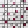 Ilcom Mosaïque<Mosaïque en verre sur filet pour salle de bain ou cuisine 30 cm x 30 cm - Rose queen