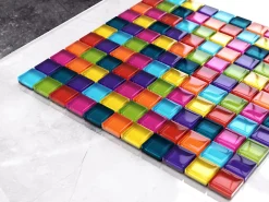 Ilcom Mosaïque|Mosaïque Pour Salle De Bains<Mosaïque en verre sur filet pour salle de bain ou cuisine 30 cm x 30 cm - Rainbow