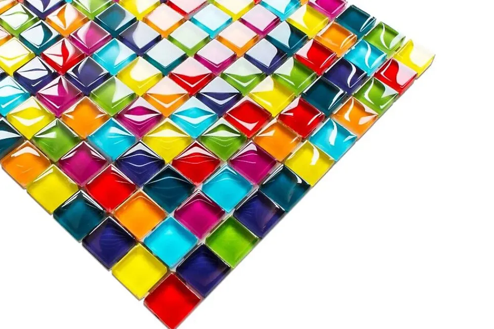 Ilcom Mosaïque|Mosaïque Pour Salle De Bains<Mosaïque en verre sur filet pour salle de bain ou cuisine 30 cm x 30 cm - Rainbow