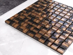 Ilcom Mosaïque Pour Wc|Mosaïque<Mosaïque en verre sur filet pour salle de bain ou cuisine 30 cm x 30 cm - Copper moon