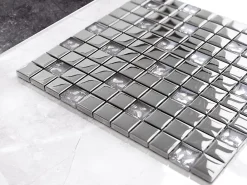 Ilcom Mosaïque en verre sur filet pour salle de bain ou cuisine 30 cm x 30 cm - Selene- Mosaïque Pour Pièce À Vivre|Mosaïque Pour Wc